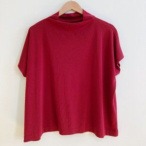 High/Cowl Neck Alfani Burgundy Short Sleeve Blouse - Size S